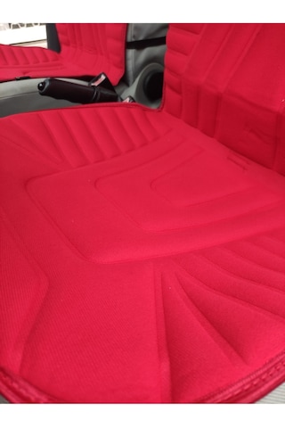 2,li Oto Koltuk Kılıfı Minder Alkantra Kumaş Kırmızı Renk Slikon Direksiyon Kılıfı