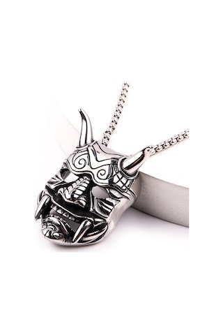 Chavin Gri Japon Şeytan Oni Mask Çelik Erkek Kolye er35by