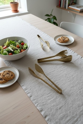 Akayev Aurea 3lü Altın Kaplama Çelik Pasta Salata Makarna Maşa Takımı Gold