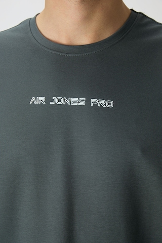 Air Jones Tommy Life Haki Pamuklu Kalın Yüzeyi Dokulu Oversize Fit Baskılı Erkek T-shirt - 88364 Haki