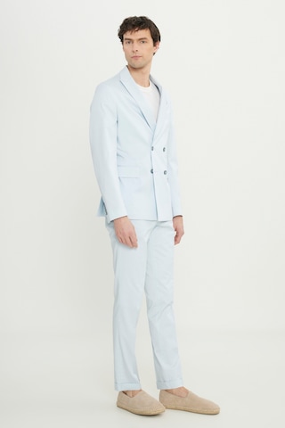 AC&Co / Altınyıldız Classics Erkek Acık Mavı Slim Fit Dar Kesim Kırlangıç Yaka Kapak Cepli Kruvaze Damatlık Smokin Takım Acık Mavı Açık Mavi