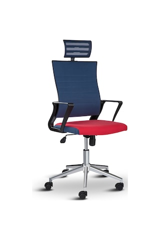 Rigel Başlıklı Ofis Koltuğu Çalışma Koltuğu Mavi Kırmızı