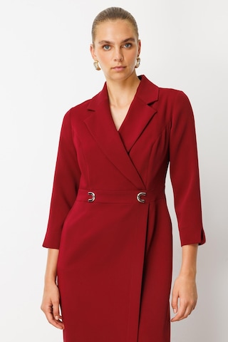 Moda İlgi Kadın Beli Aksesuarlı Cepli Kruvaze Elbise 6626 Bordo Bordo