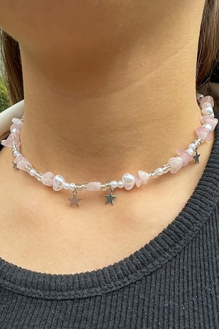 Pembe Kuvars Doğal Taş Kolye Diğer