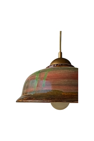 Atlas Seramik Sarkıt Lamba, Avize, E27 Duy Tesisatlı, Çap 28 Cm Mint - Kahverengi