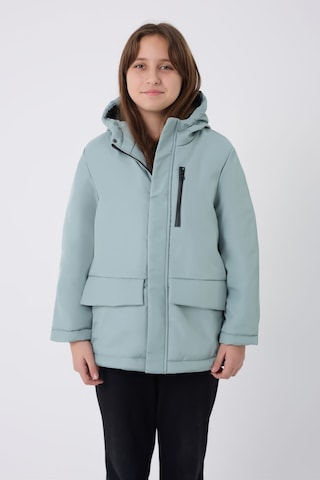 Kız Çocuk Mint Yeşili İçi Kürklü Su Ve Rüzgar Geçirmez Kapüşonlu 3 Cep Kışlık Mont & Kaban & Parka Mint Yeşili