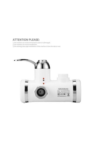 Bosphorusboutique02 Anında Tankless Elektrikli Sıcak Su Isıtıcı Mutfak Hızlı Isıtma Musluk Musluğu Beyaz - Krom