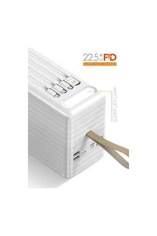Powerway 120.000 Mah Pd 22.5w Hızlı Şarj Dahili Kablolu Gerçek 120.000 Mah Siyah Trafo Powerbank