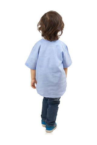 Eliş Şile Bezi Kısa Kol Şile Bezi Bisiklet Yaka Erkek Çocuk Tshirt Mavi 3032