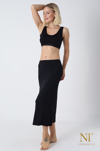 Nt Underwear Bambu Uzun Etek Astarı, Maxi Jupon Doğal Kumaş, Modern Kalıp. Siyah