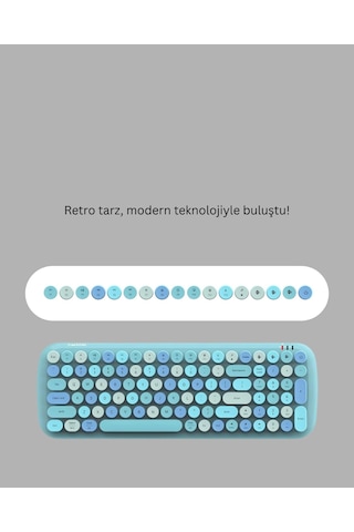 Mey Najmaddin Kablosuz Klavye Ve Mouse Seti Sessiz Tuş, Retro Tasarım Najmaddin