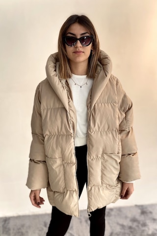 Nombre D'or1 Kadın Bej Kapüşonlu Oversize Şişme Mont Bej Bej