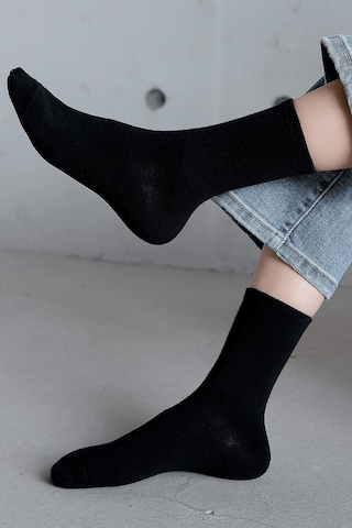 Socks Stores Çorap Erkek Kadın 6'lı Soket Çorap Desenli Uzun Çorap Siyah