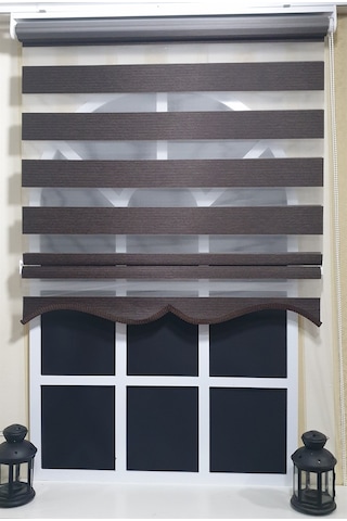 Zebra Stor Perde Kahvereng Efekli Etek Dilimli St 001