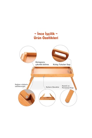 Lüks Doğal Katlanır Ayaklı Bambu Yatak Tepsisi