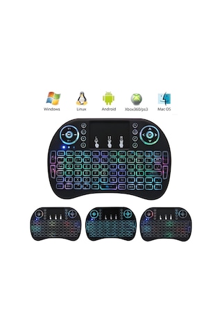 Smart TV - TV Box Kablosuz Dokunmatik Işıklı Q Klavye - Wireless