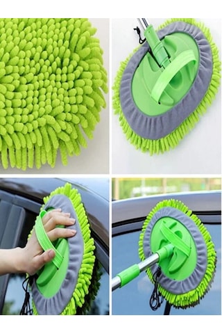 Mucit Home Araba Yıkama Fırçası Oto Yıkama Mop Mikrofiber Bezli Teleskopik Saplı 1 Yedek Bez