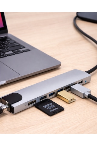 Usb C Çoklu Port Adaptör Hdmı Usb Ethernet Sd Kart Hub Diğer