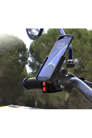 9016408388061 - Honda Pcx İçin Tam Uyumlu Aluminyum Darbe Emici Motosiklet İçin Telefon Tutucu Motor Siyah