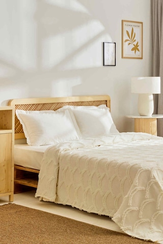 Kaşmir Home Emma Çift Kişilik Yatak Örtüsü Offwhite