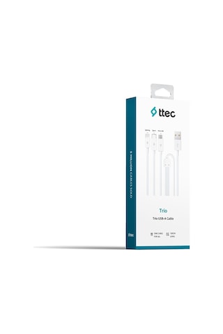 Ttec Trio Şarj Kablosu Type-c,lightning,micro Usb 120cm Beyaz - 2dk7521 1 Adet