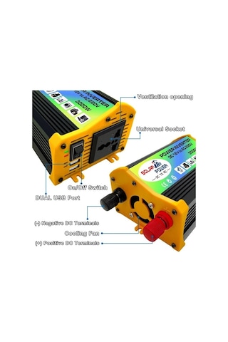Novahub Yeni Nesil Dc12v'den Ac220v 3000w Araba Güç Çeviricisi, Siyah