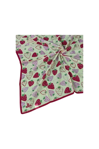 Mim Eşarp Valino Soft Pamuk Çocuk Desenli Eşarp 70x70 Cm Vişne Çürüğü - Çilek