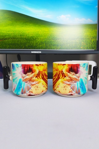 Fairy Tail Anime Baskılı Seramik Lüks Kupa 1 Adet T Şeklinde Özel Siyah Kulp Dalga Kulp V3t Çok Renkli