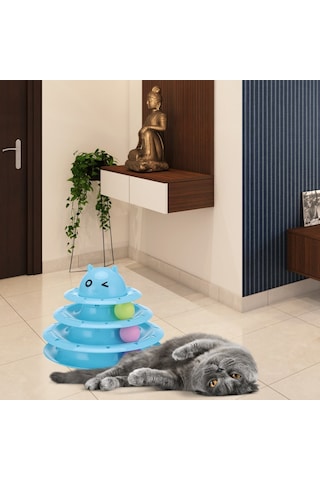 Tower Of Tracks Eğlenceli Üç Katlı Kedi Oyuncağı Seti Kedi Oyunu 5492