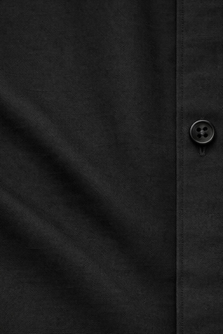 Classics Men Shoow Uzun Kol Slim Fit Erkek Keten Gömlek - 7576 Siyah