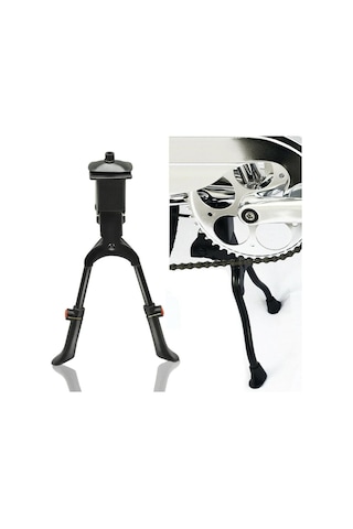 Pazly--çift Ayaklı Kickstand, Ortadan Montajlı, Çelik, Ayarlanabilir Siyah