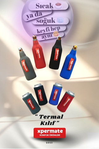 Xpermate Termal İçecek Kılıfı Sıcak & Soğuk Tutan Kutu Bira Termal Kılıf 0,5l Siyah