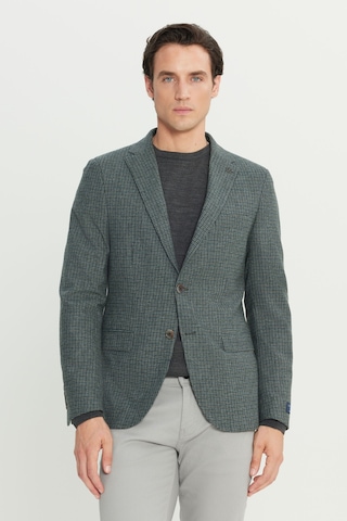 Altınyıldız Collectıon Erkek Yesıl Slim Fit Dar Kesim Mono Yaka Desenli Yünlü Ceket
