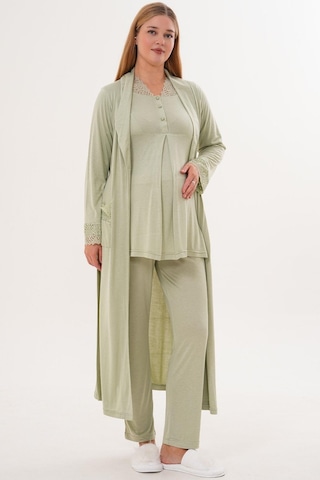 Mecit 6330 Yeşil Sabahlıklı Lohusa Pijama Takımı