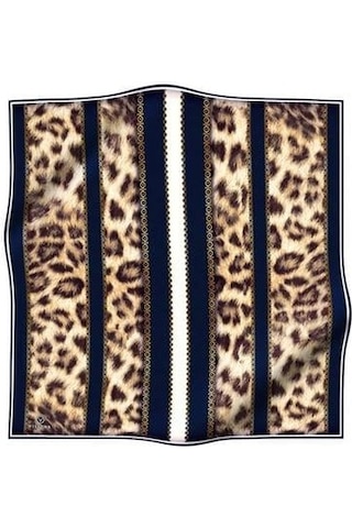 Vissona Tivil İpek Eşarp 17065 - 12 - 0033 - 0003 Lacivert Leopar Desen Lacivert