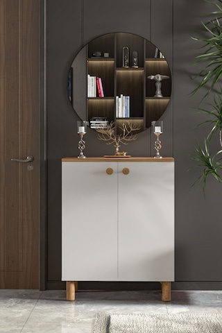 Bohem 2 Kapaklı 3 Raflı Çok Amaçlı Ayakkabılık, Erzak Dolabı - 2 / Kahverengi Kahverengi