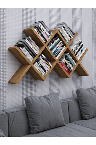 Çapraz Kitaplık Mdf Ceviz
