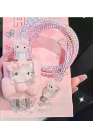 Iphone 18w/20w Uyumlu Şarj Kablosu Ucu Ve Şarj Başlığı Kılıfı Hello