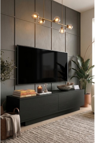 Yurudesign Fonda Tv Ünitesi Sehpası Ağaç Dokulu Siyah FN1-LB