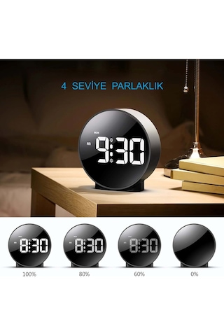 Yenilzd Masa Saati Usb Güç Saat Erteleme Modern.saat Yuvarlak Siy Siyah