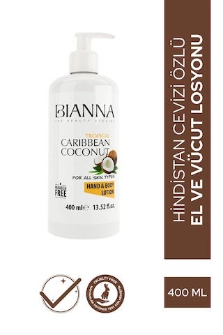 Bianna El Ve Vücut Losyonu - Hindistan Cevizi Özlü Nemlendirici El Ve Vücut Kremi - 400ml