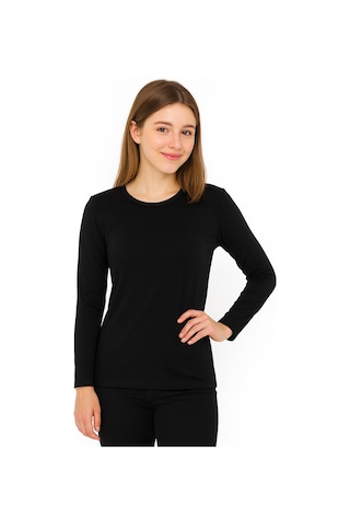 Par Lingerie Uzun Kol Bisiklet Yaka Body Siyah