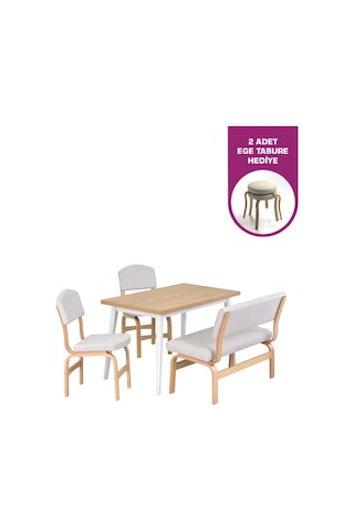 Vilinze Ege Sandalye Ve Bank Avanos Ahşap Mdf Mutfak Masası Takımı - 70x120 Cmtk-avns-70120-bbn-ege19n-peri50n-sbeyaz Kırık Beyaz