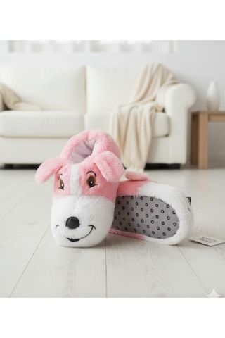 Papucumun Dünyası Unisex Yumuşak Taban Sevimli Köpek Panduf Yetişkin Ve Çocuk Kız Ve Erkek Panduf Pembe