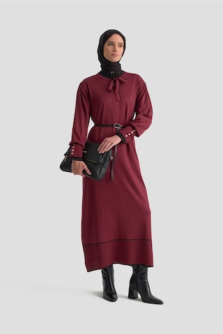 Armine Fularlı Triko Elbise 25ktd955 Bordo Bordo