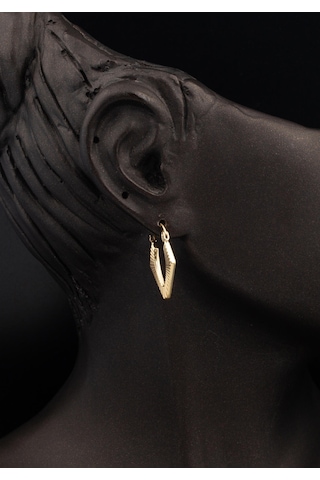 Bilezikci Köşeli Halka Altın Küpe Sarı Altın