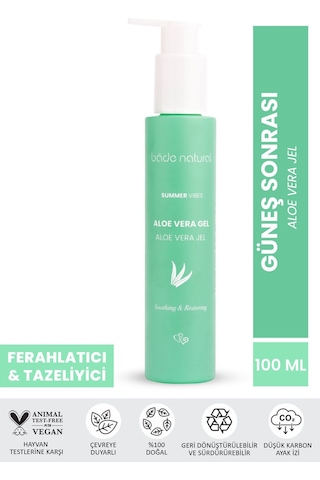 Bade Natural Aloe Vera Jel Güneş Sonrası Nemlendirici %100 Doğal 100 ML