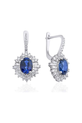4.55 Karat Safir Pırlanta Küpe - Hrd Sertifikalı