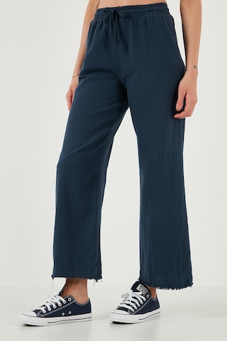 Lela Pamuklu Relaxed Fit Yüksek Bel Geniş Paça Bayan Pantolon 668Yp5275 Lacivert