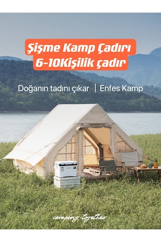 Şişme Kamp Çadırı 6-10 Kişilik Çadır Bej